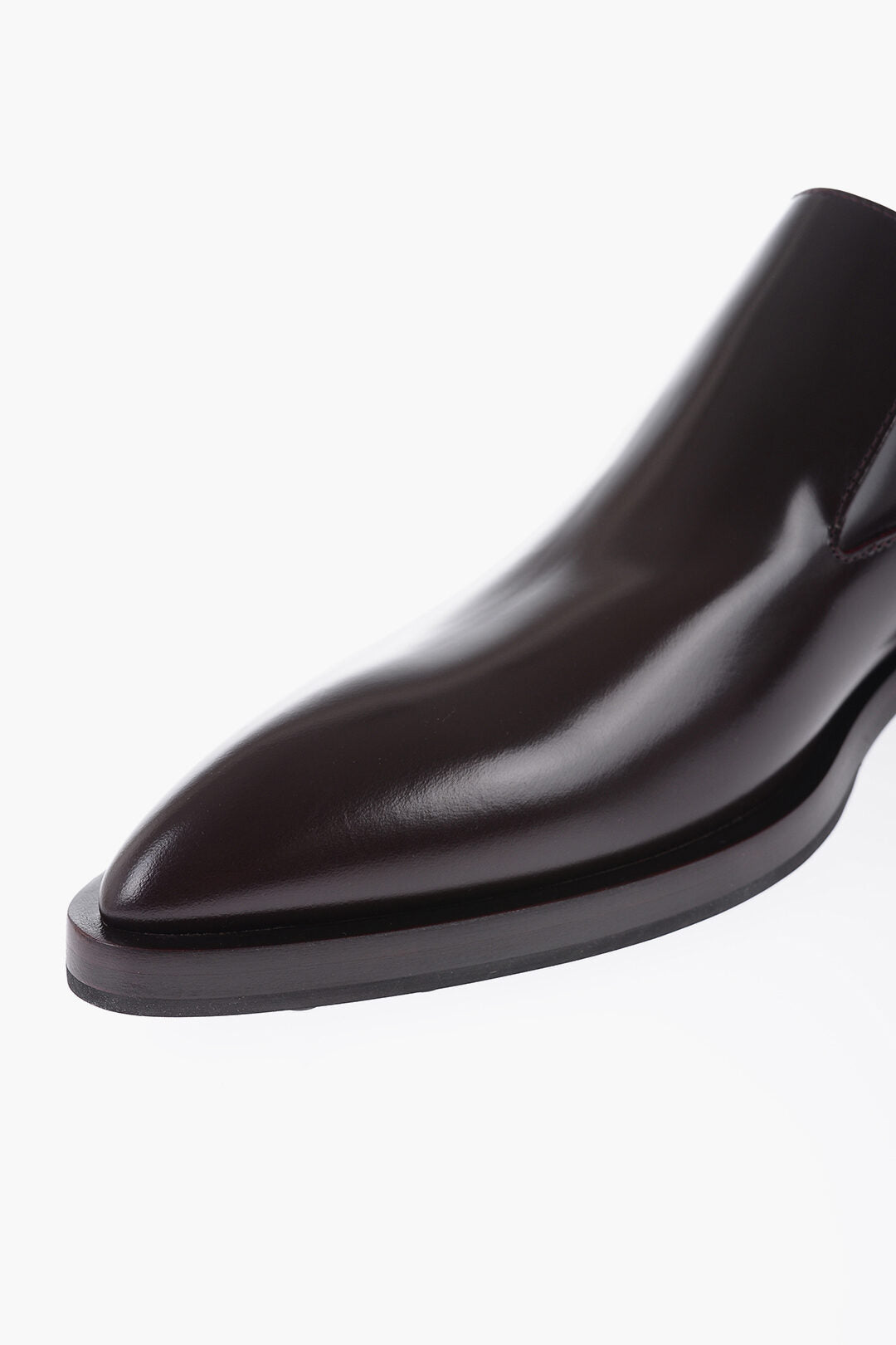 Jil Sander Leather Pointed Loafers With Rubber Sole