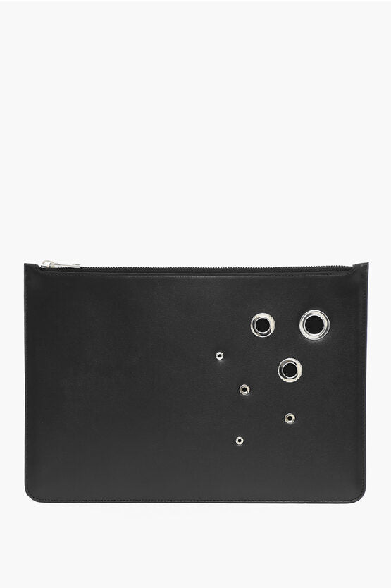 Neil Barrett Leather Pouch with Eyelets Details Unica One size