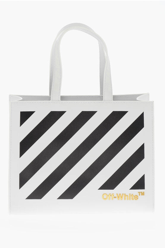 Off-White Leather Printed Tote Bag