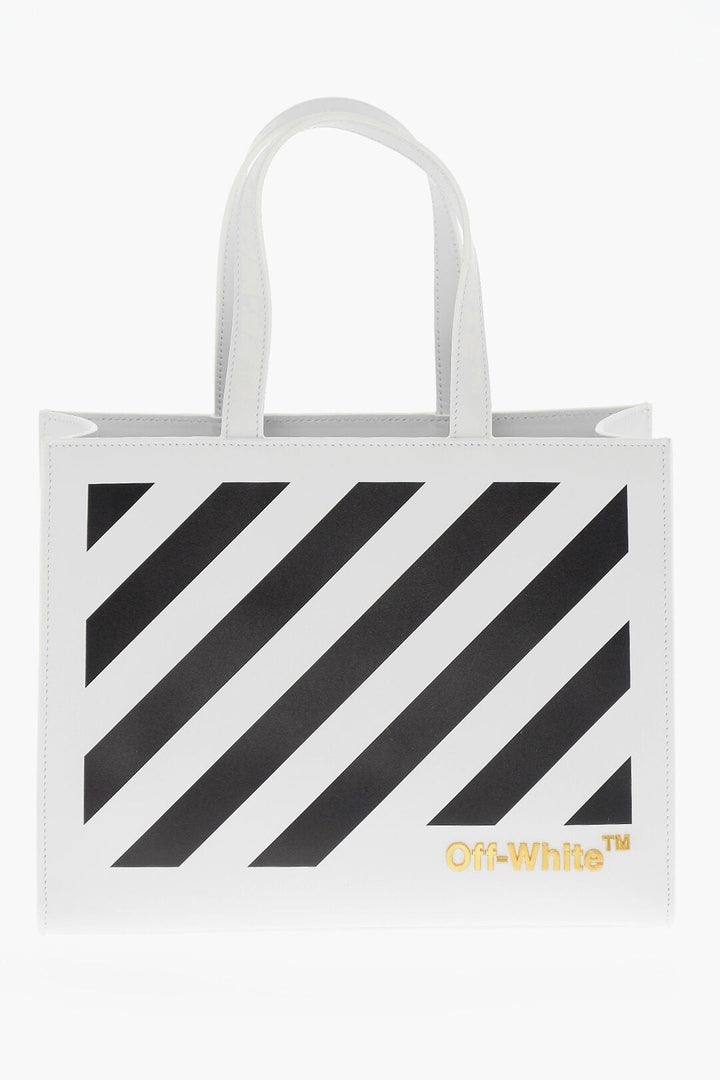 Off-White Leather Printed Tote Bag