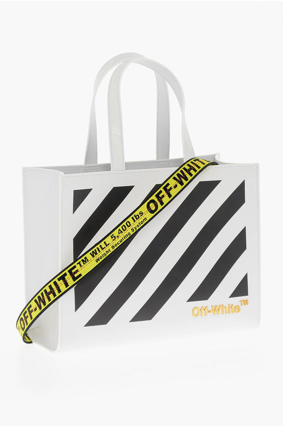 Off-White Leather Printed Tote Bag