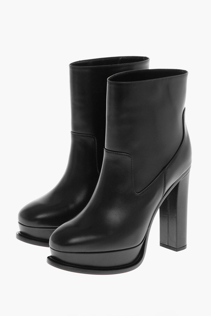 Alexander McQueen Leather Pull-On Booties with Platform Sole 12cm