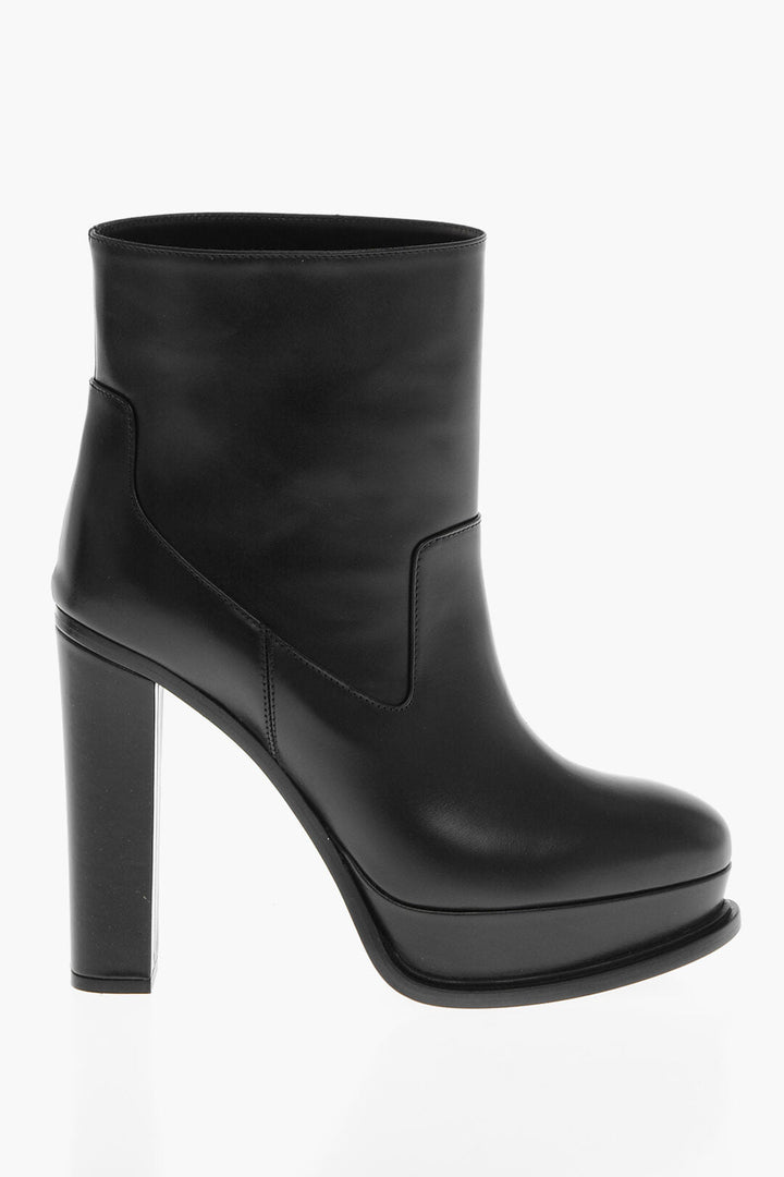 Alexander McQueen Leather Pull-On Booties with Platform Sole 12cm