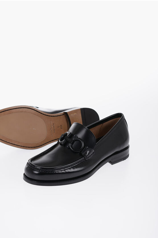 Salvatore Ferragamo Leather ROLO Loafers With logoed Clamps