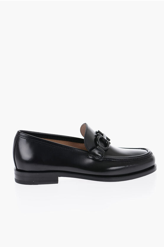 Salvatore Ferragamo Leather ROLO Loafers With logoed Clamps