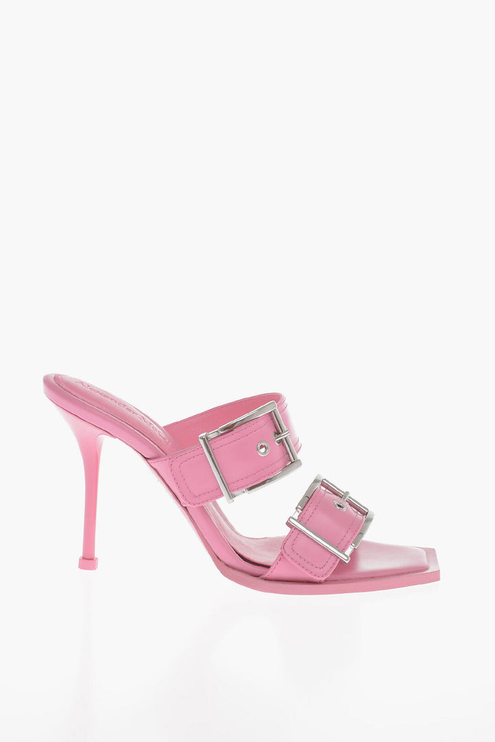 Alexander McQueen Leather Sandals With Buckles Heel 10 cm