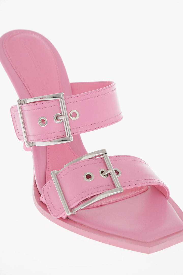 Alexander McQueen Leather Sandals With Buckles Heel 10 cm