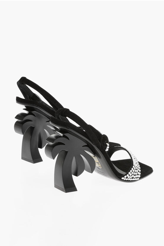 Sandalias de piel Palm Angels con pedrería y tacón llamativo de 10 cm