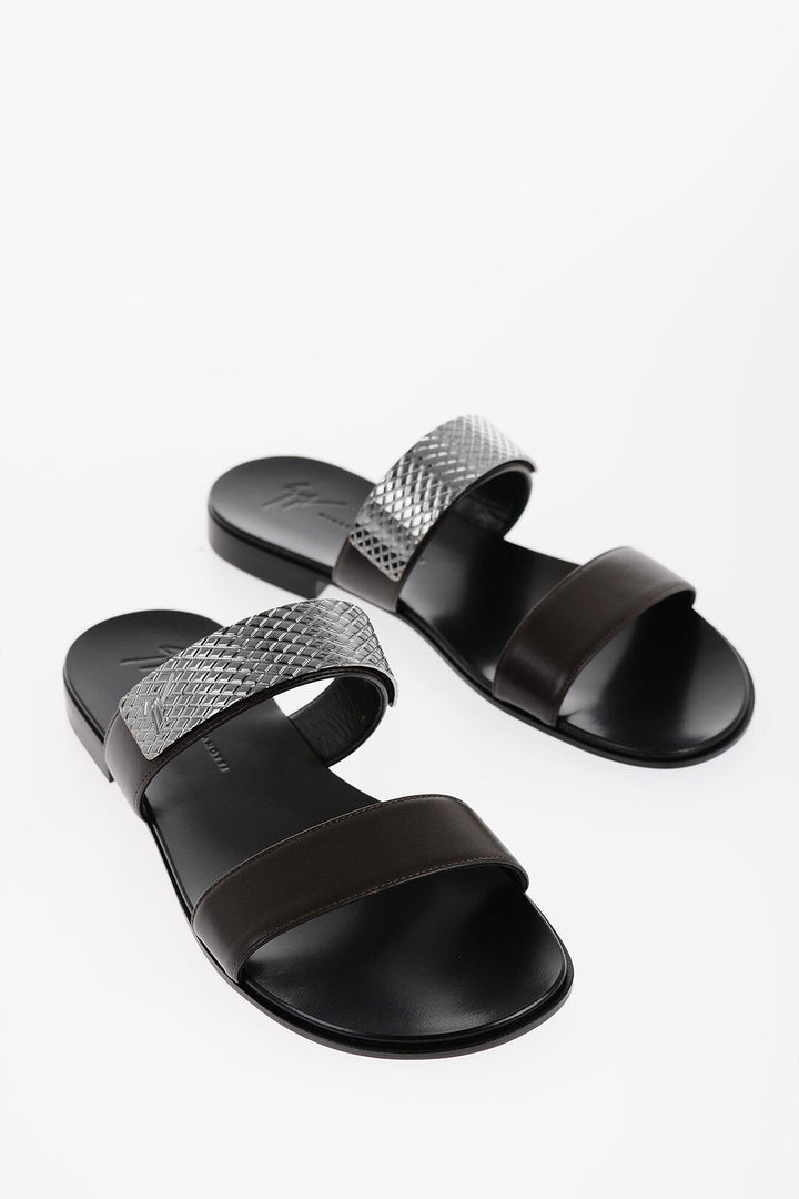 Giuseppe Zanotti Leather Sandals with Silver-Tone Detail