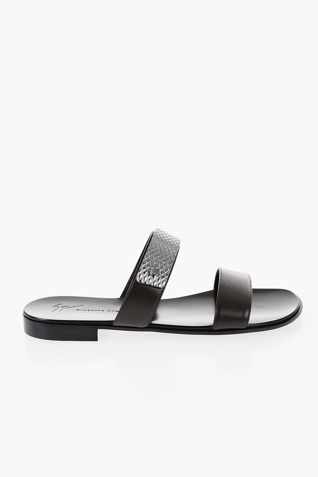 Giuseppe Zanotti Leather Sandals with Silver-Tone Detail