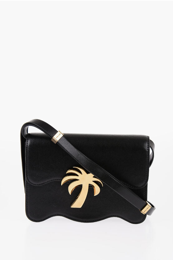 Palm Angels Leather Shoulder Bag with Golden Logo