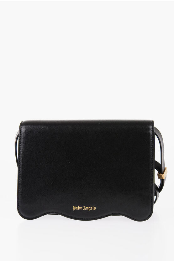 Palm Angels Leather Shoulder Bag with Golden Logo