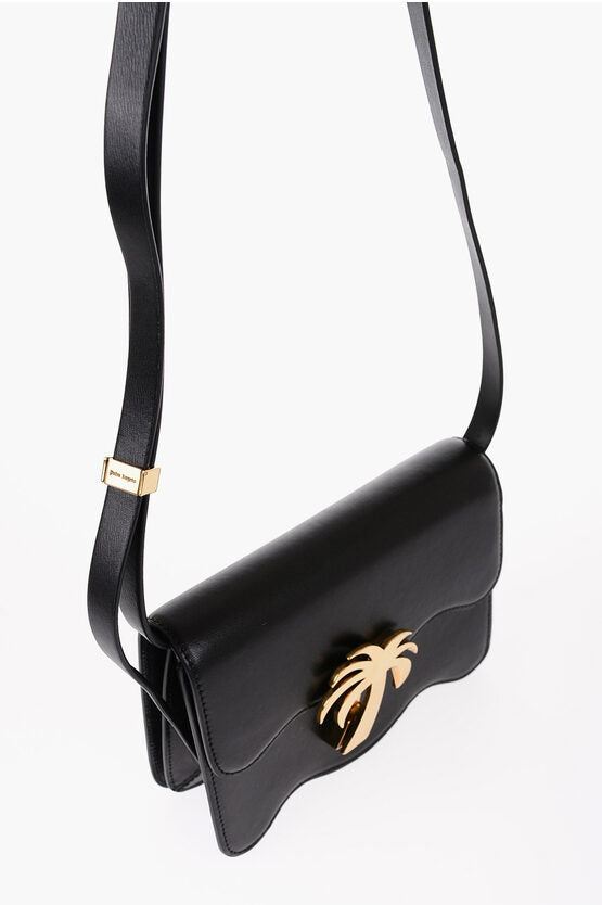 Palm Angels Leather Shoulder Bag with Golden Logo