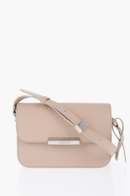 Off-White Leather Shoulder Bag with Metal Detail