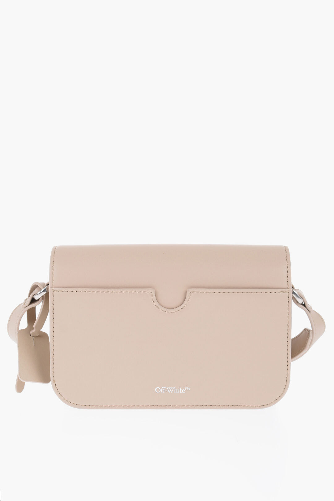 Off-White Leather Shoulder Bag with Metal Detail