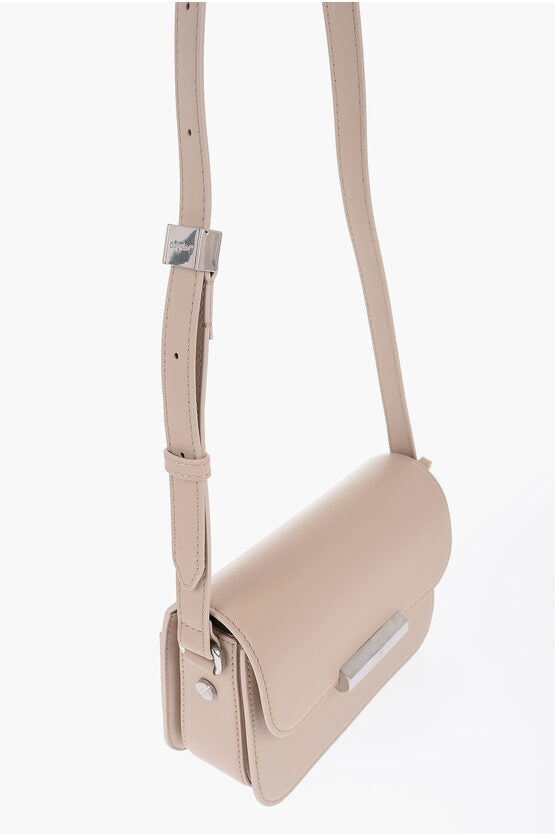 Off-White Leather Shoulder Bag with Metal Detail