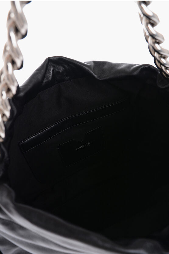 Alexander McQueen Leather Shoulder Bag with Silver Chain