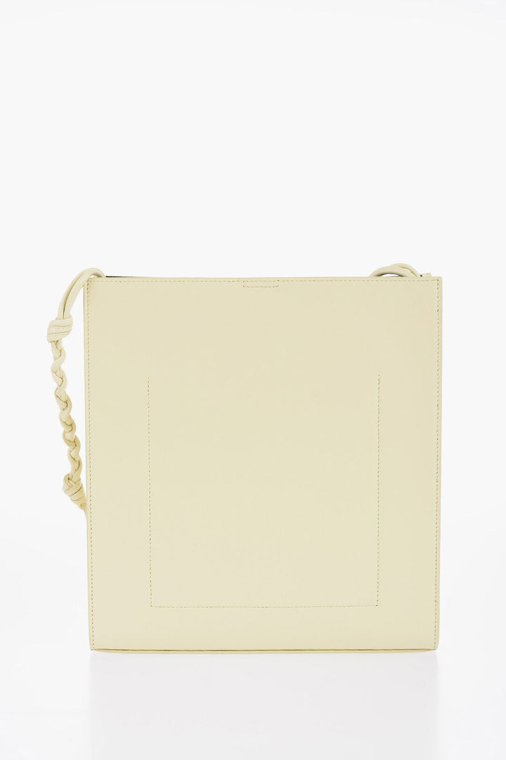 Jil Sander Leather Slim TANGLE Shoulder Bag with Woven Shoulder Strap