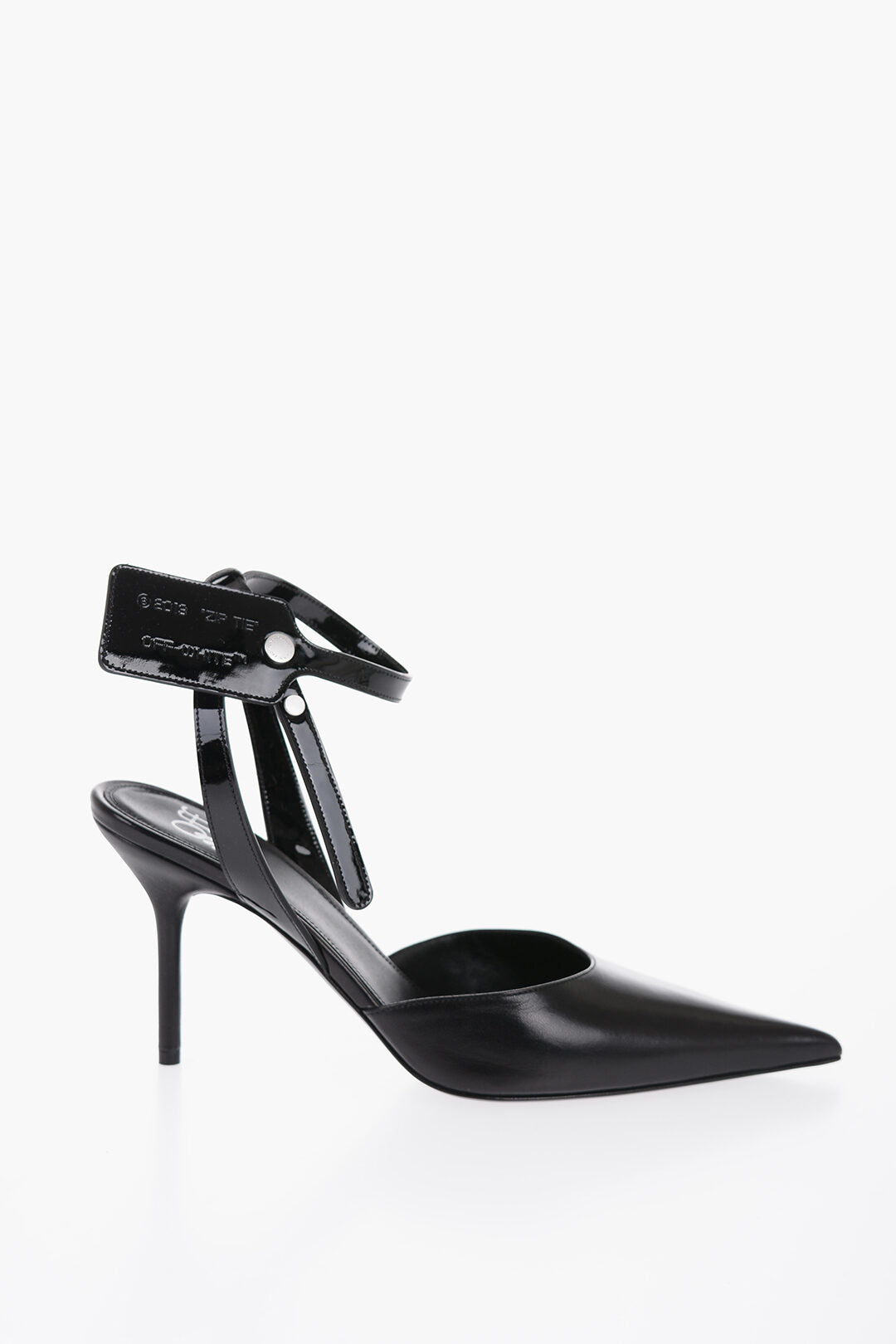 Off-White Leather Slingbacks with Patent Detail