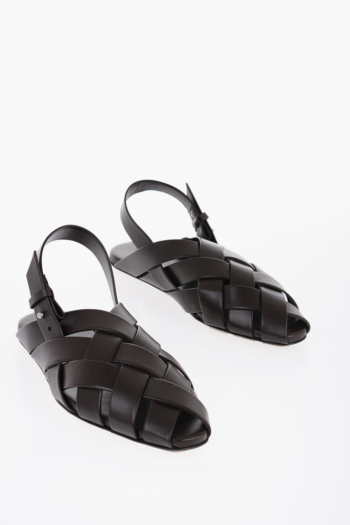 Bottega Veneta Leather SLIPPER ALFIE Slingback Sandals with Woven Motif