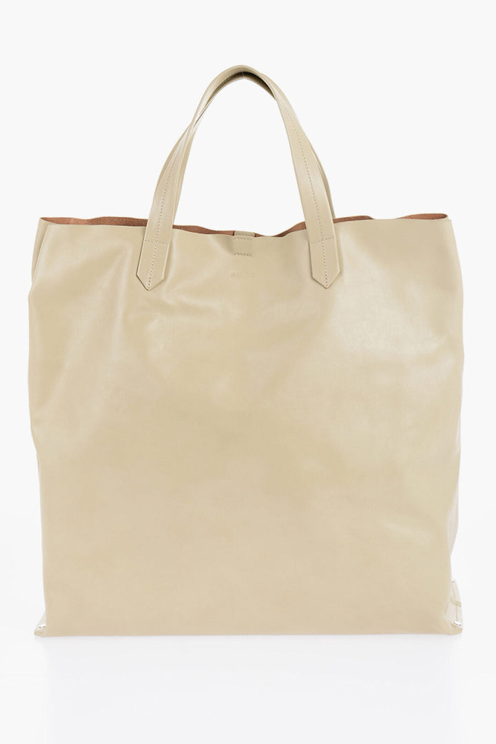 Jil Sander Leather TAPE Shopping Bag with Adjustable Shoulder Strap