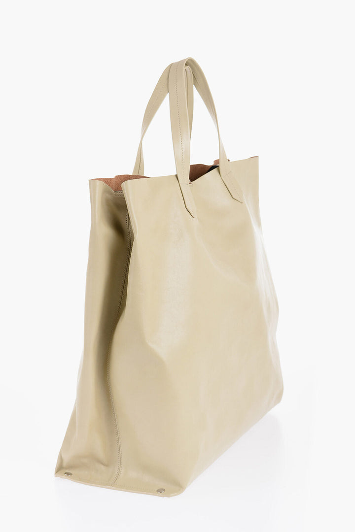 Jil Sander Leather TAPE Shopping Bag with Adjustable Shoulder Strap