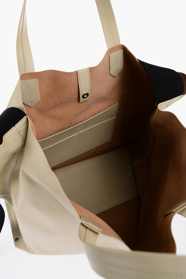 Jil Sander Leather TAPE Shopping Bag with Adjustable Shoulder Strap