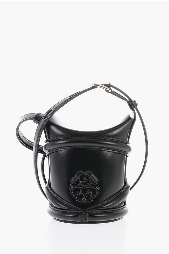 Alexander McQueen Leather THE CURVE Crossbody Mini Bag with Logo