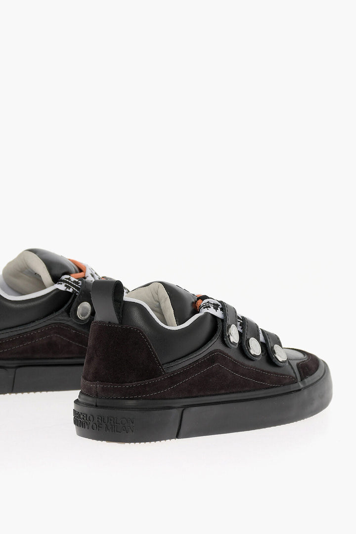 Marcelo Burlon Leather TICINELLA Low Top Sneakers with Maxi Strings