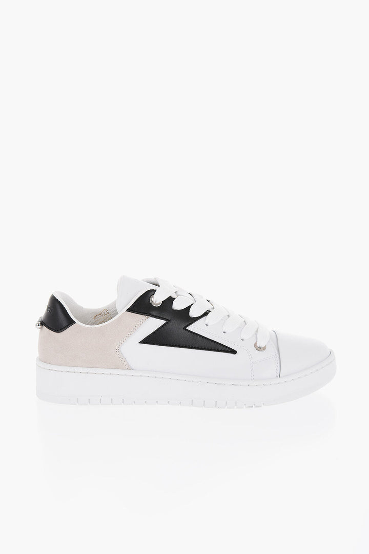 Neil Barrett Leathr Low-Top Sneakers with Suede details and Piercing