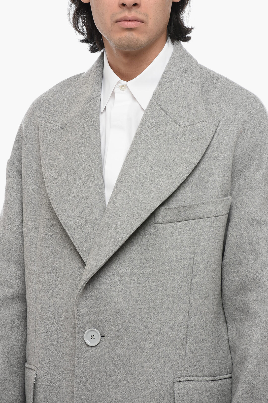 Dolce & Gabbana Lined Wool Coat With Flap Pockets