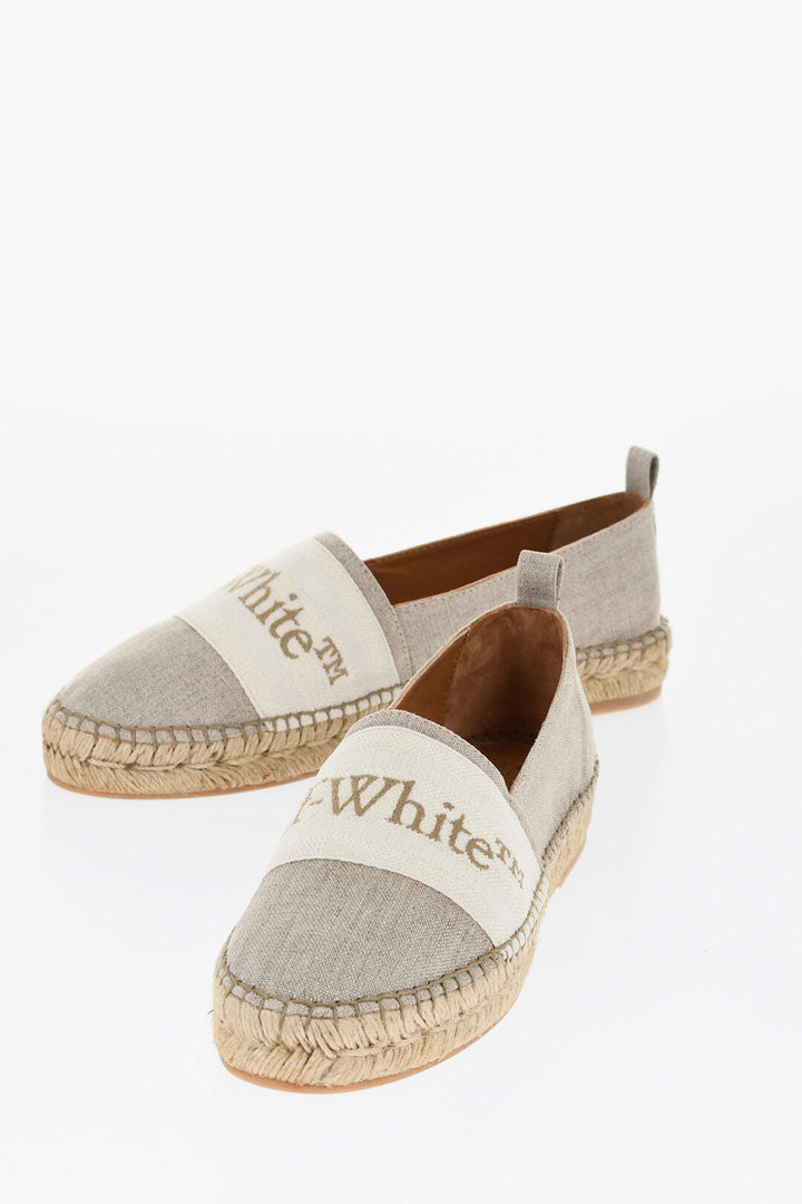 Off-White Linen BOOKISH Slip-On Espadrillas