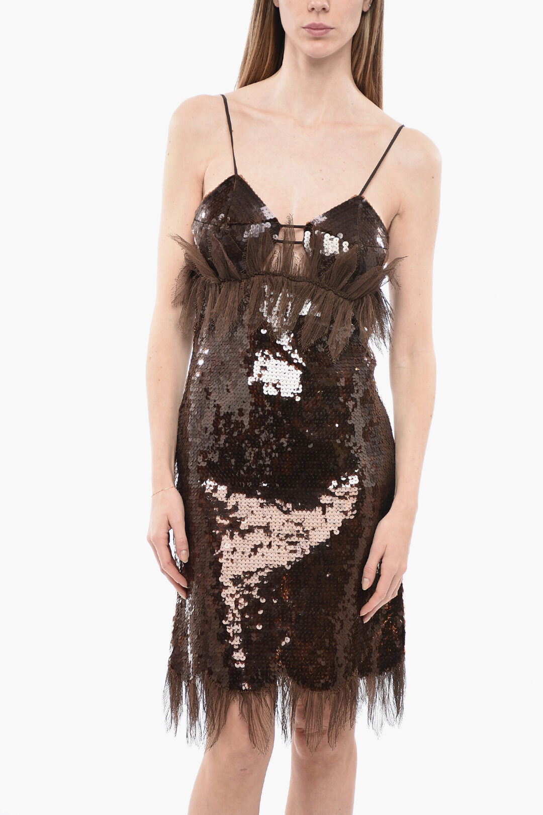 Bottega Veneta Linen Lace Dress with Sequines