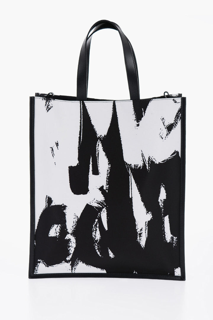 Alexander McQueen Logoed Fabric Tote Bag with Leather Detail