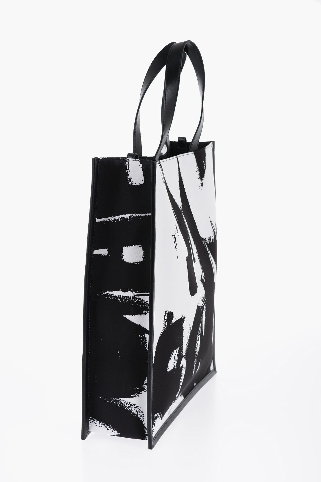 Alexander McQueen Logoed Fabric Tote Bag with Leather Detail