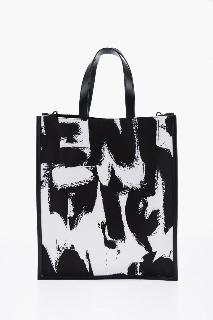 Alexander McQueen Logoed Fabric Tote Bag with Leather Detail