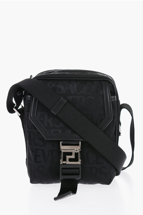 Versace Logoed Messenger Bag with Greca Buckle