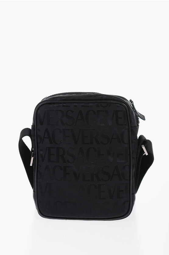 Versace Logoed Messenger Bag with Greca Buckle