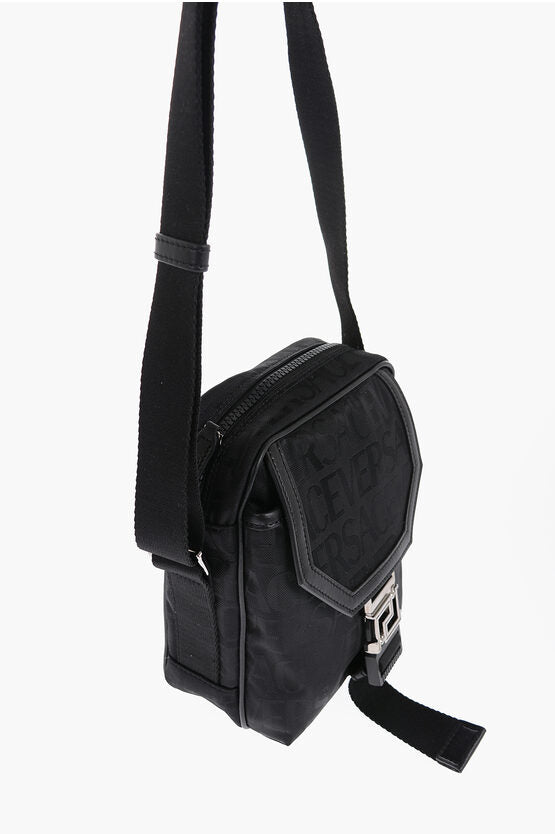 Versace Logoed Messenger Bag with Greca Buckle