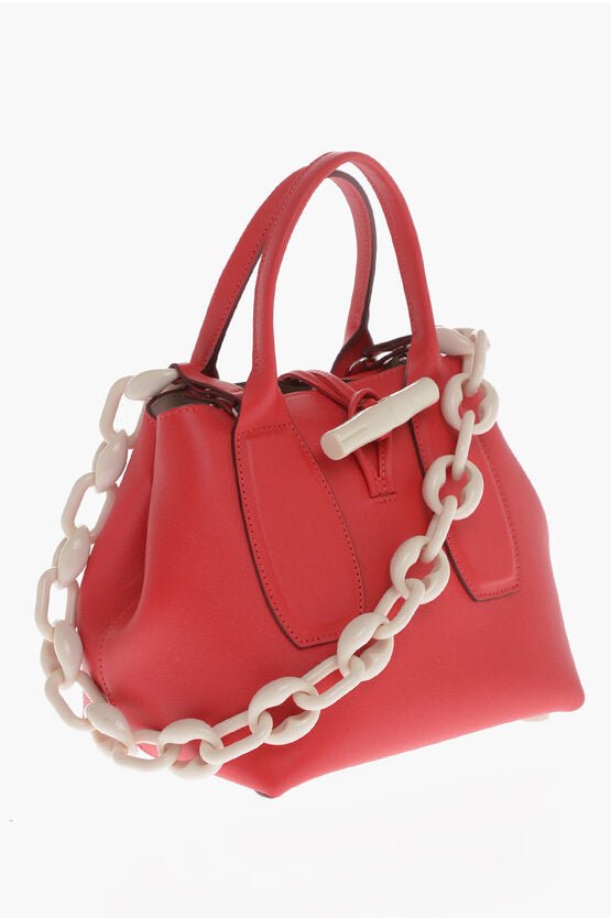 Bags - Longchamp Leather CUBE Handle Bag with Chain Shoulder Strap - 001814466238 - Ask Me Wear