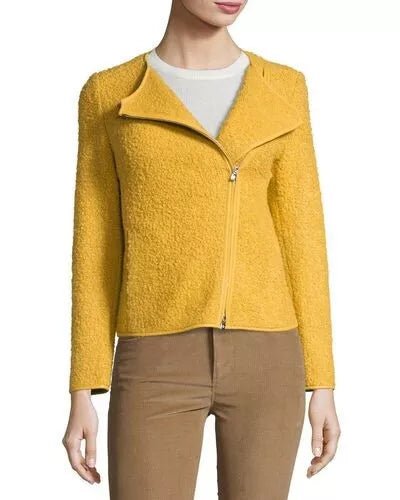 Clothing - Coats/Jackets - Loro Piana Liam Zip - Front Bouclé Jacket in Lemon Cream Yellow - FAF9090 - Ask Me Wear