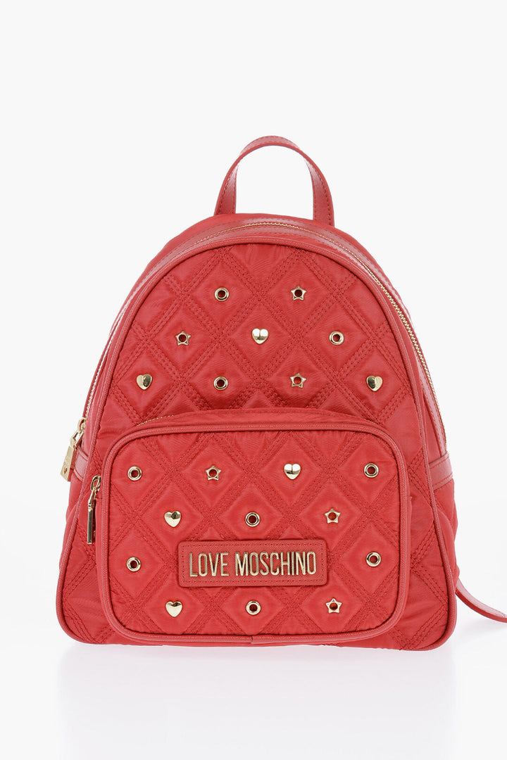 Moschino LOVE Quilted Backpack with Metallic Applications