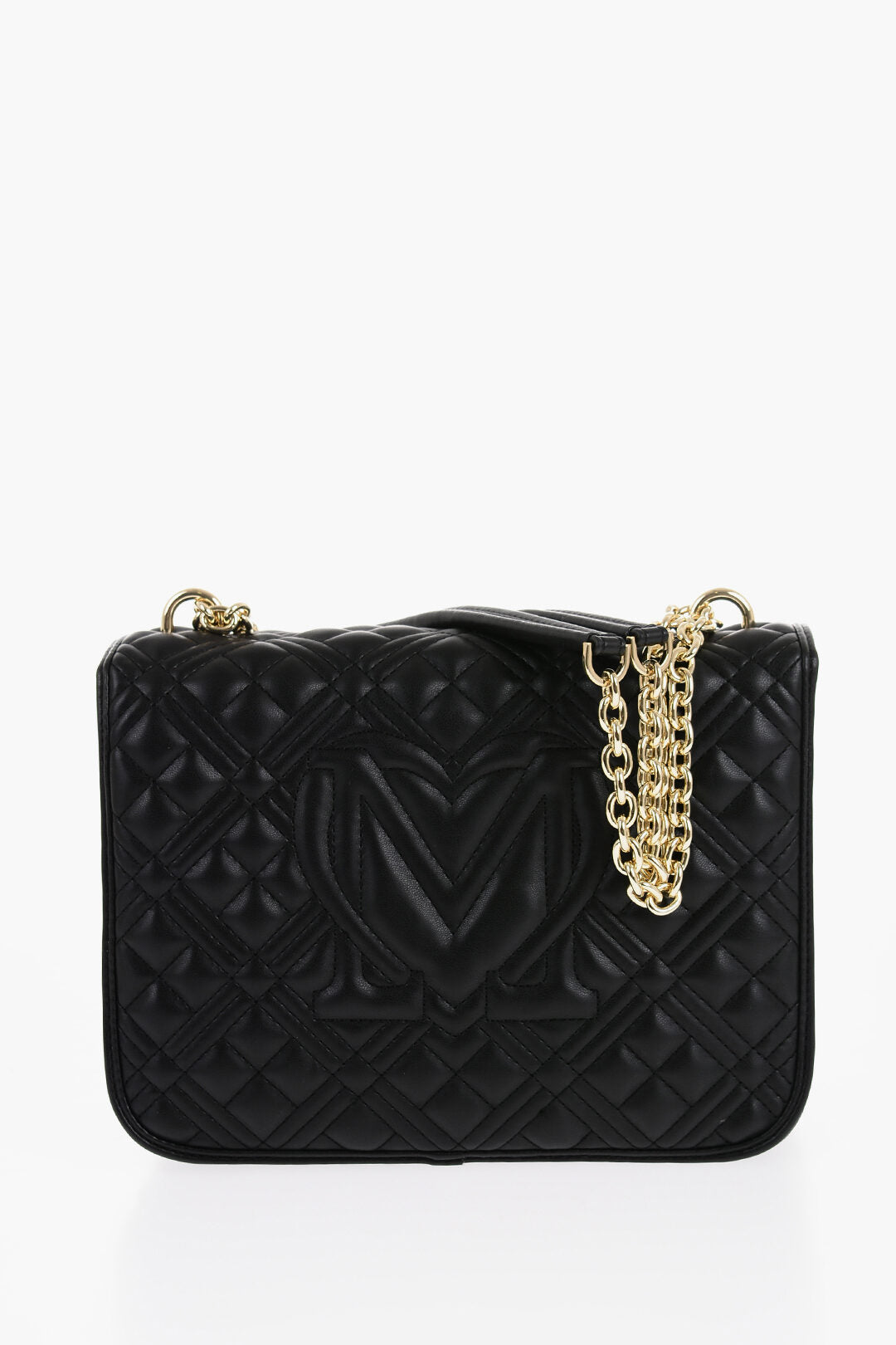 Moschino LOVE Quilted Faux Leather Shoulder Bag with Golden Logo