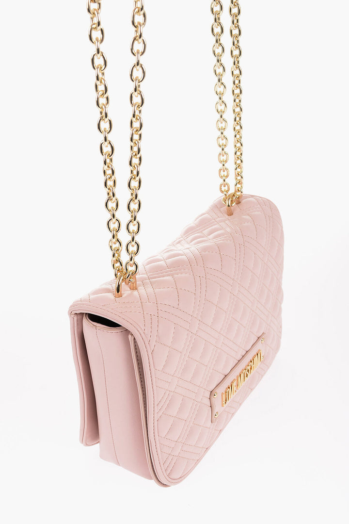 Moschino LOVE Quilted Shoulder Bag with Golden Details