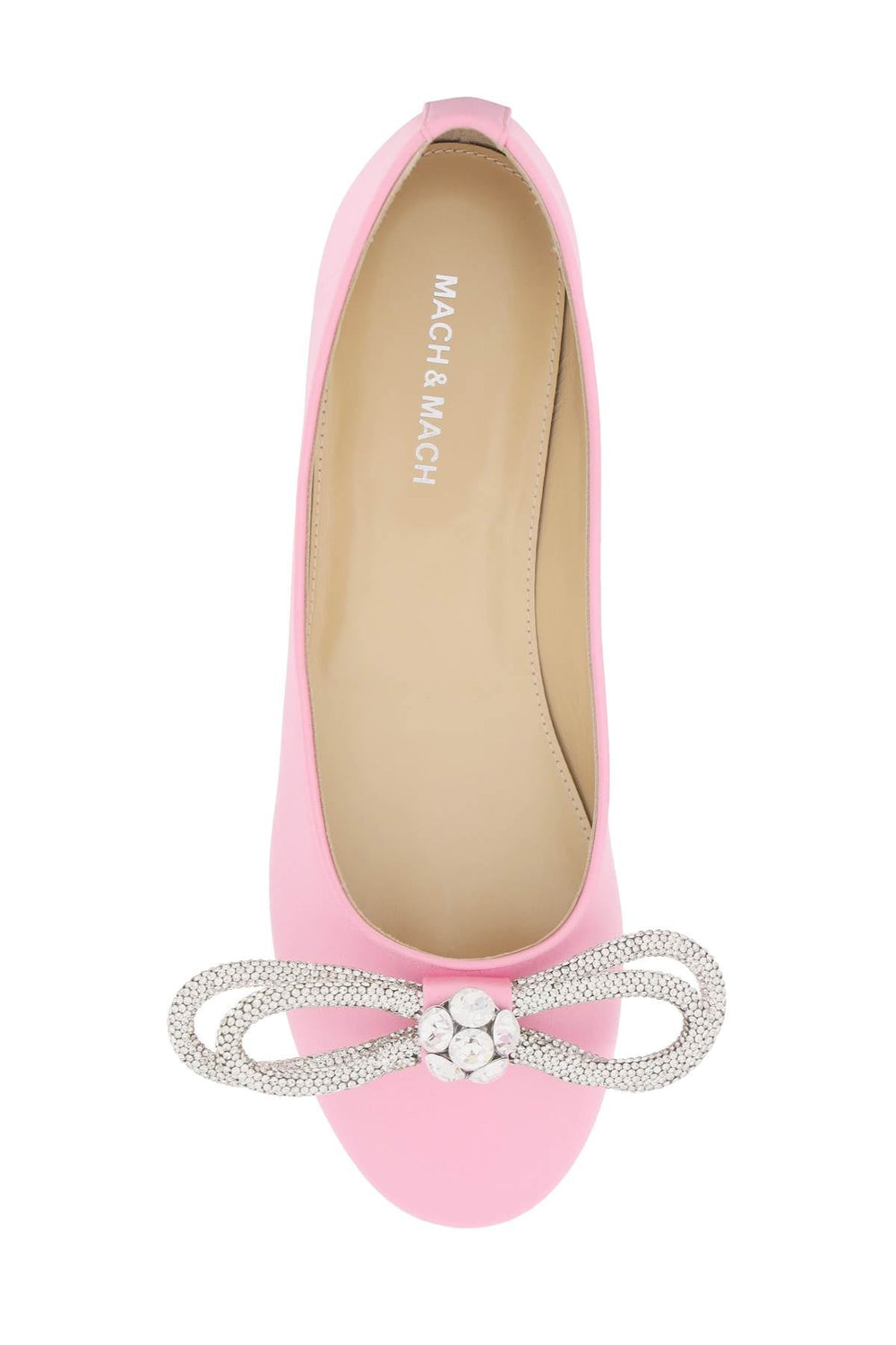 Shoes - Mach E Mach Satin Flat Ballets With Bow And Crystals - 241A14NFL000002 - PINK - 36 - Ask Me Wear