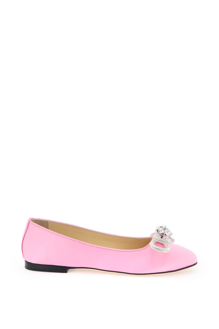 Shoes - Mach E Mach Satin Flat Ballets With Bow And Crystals - 241A14NFL000002 - PINK - 36 - Ask Me Wear