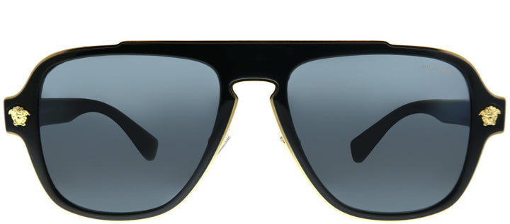 Versace Medusa Charm VE 2199 100281 Aviator Plastic Black Sunglasses with Grey Polarized Lens