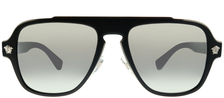 Versace Medusa Charm VE 2199 10006G Aviator Plastic Black Sunglasses with Silver Mirror Lens