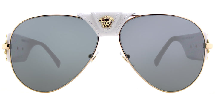 Versace VE 2150Q 134187 Baroque Aviator Metal Gold Sunglasses with Grey Lens