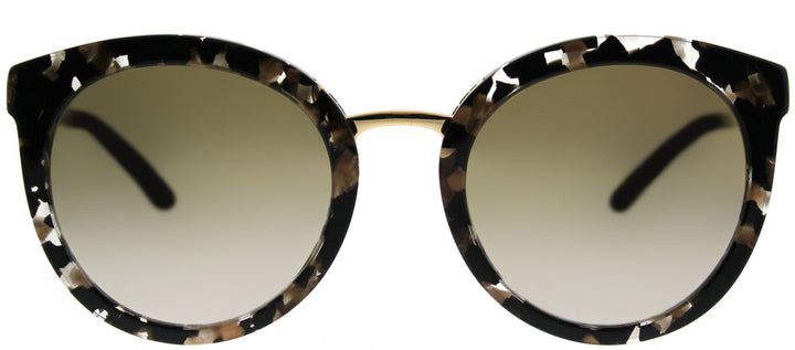 Dolce & Gabbana DG 4268 911/6E Round Plastic Black Sunglasses with Gold Mirror Lens